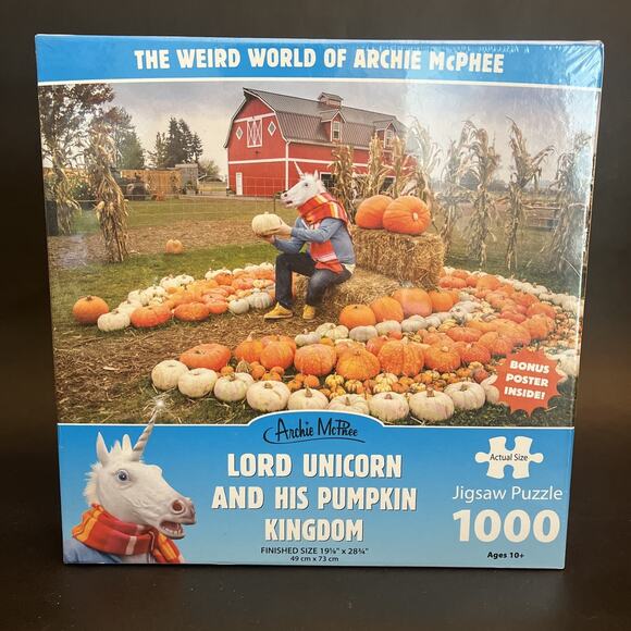 Archie McPhee | Lord Unicorn And His Pumpkin Kingdom | 1000 Piece Puzzle NIB - Picture 1 of 3